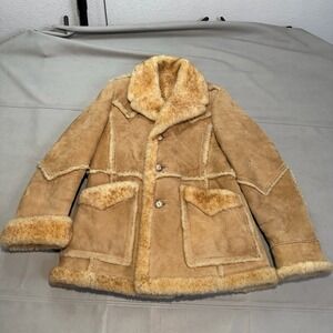VTG Berman Leather Sheepskin Shearling Wool Line Coat Jacket Men-40/MED-XXXX
